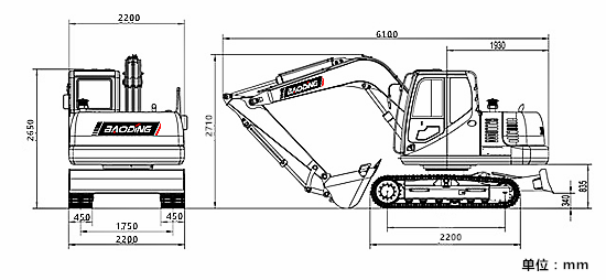 宝鼎80挖掘机参数图 宝鼎80挖掘机参数图