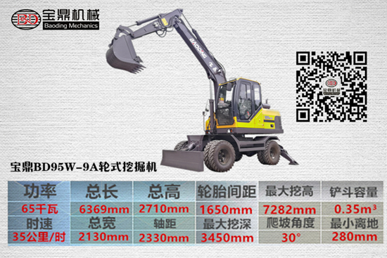 宝鼎95新款轮式挖掘机产品介绍篇